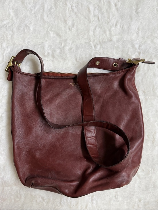 Coach Handbags - COACH Burgundy Leather Vintage Bag with Gold-Tone Accents Boho